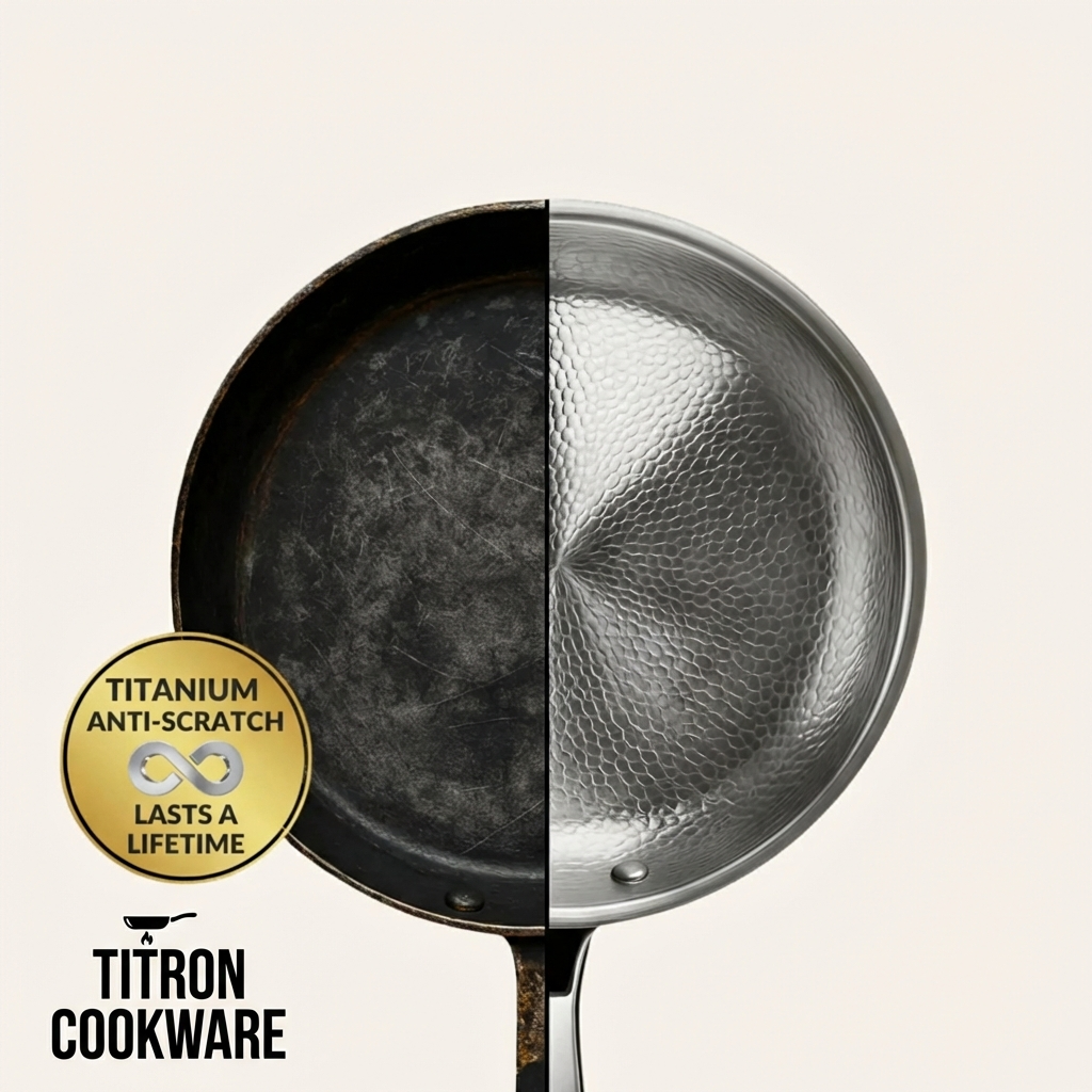 Titanium Wok Pan Flat Bottomed + FREE LID