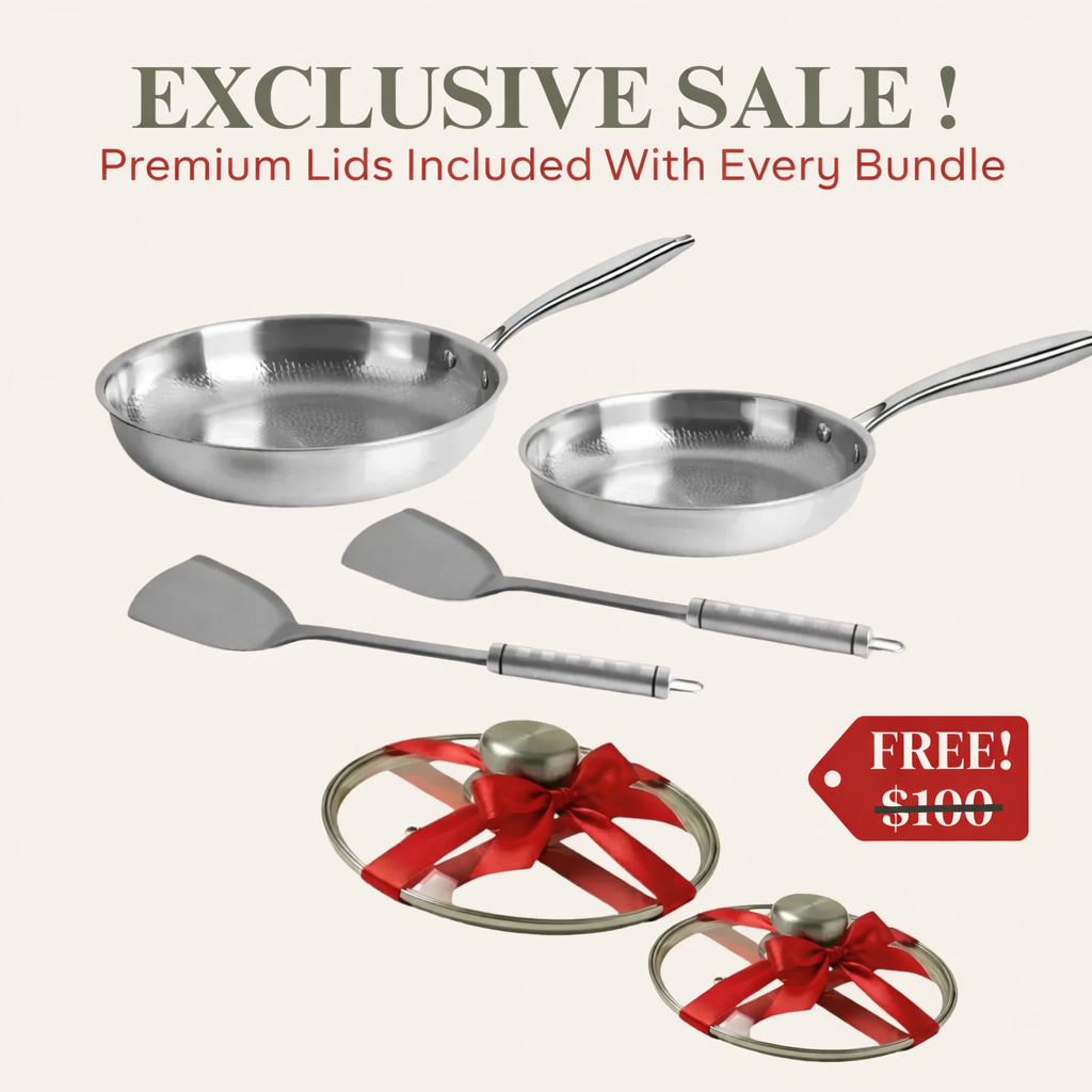 Titanium Hammered Pan Pro Duo Set (10.2″+11″) + FREE LIDS