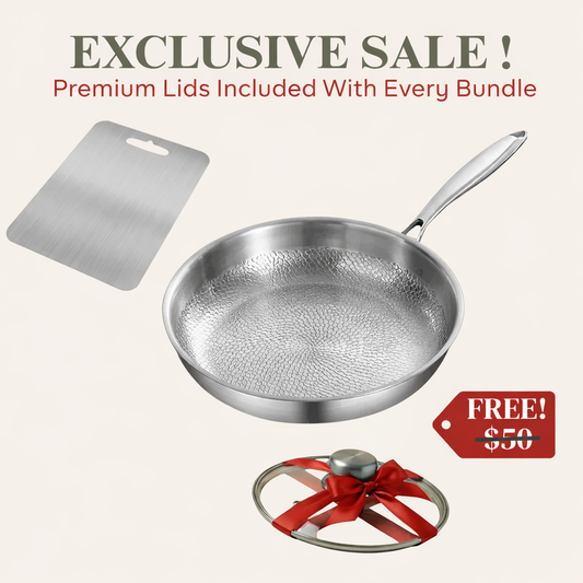 Pure Titanium Cook & Cut Bundle + FREE LIDS + Cutting Board 34x23 cm