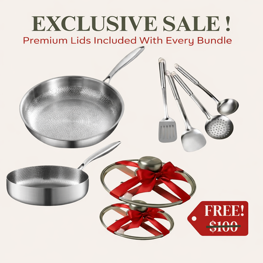 Pure Titanium 2 Pan Utensils Set + FREE LIDS